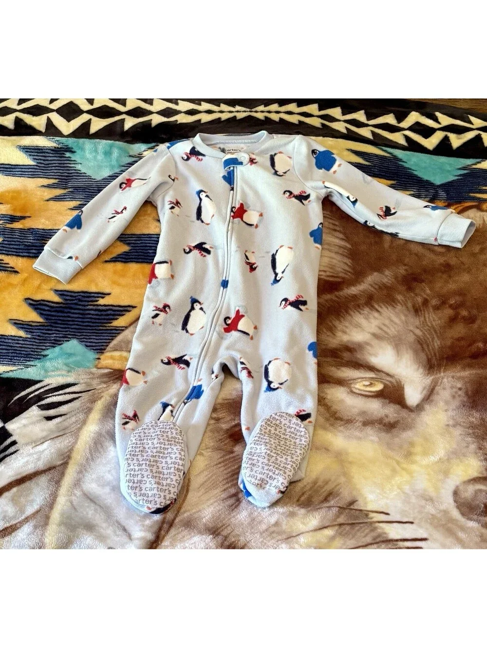 Lot of 2 Carter's Child of Mine Fleece Footed Pajamas Sleepers Size 2T